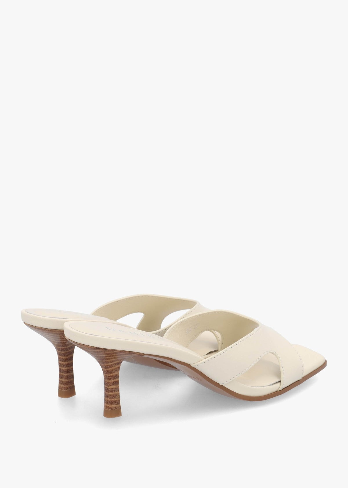 Sule Cream Leather Mid Heel Mules