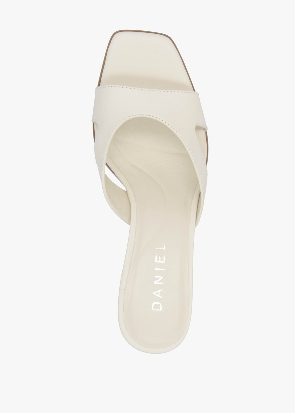 Sule Cream Leather Mid Heel Mules