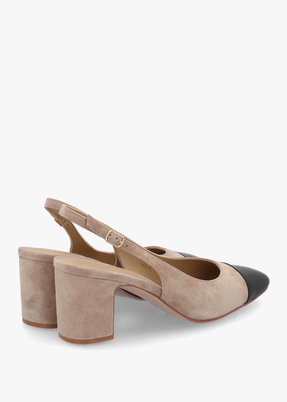 Sulia Beige Suede Toe Cap Sling Back Heeled Court Shoes