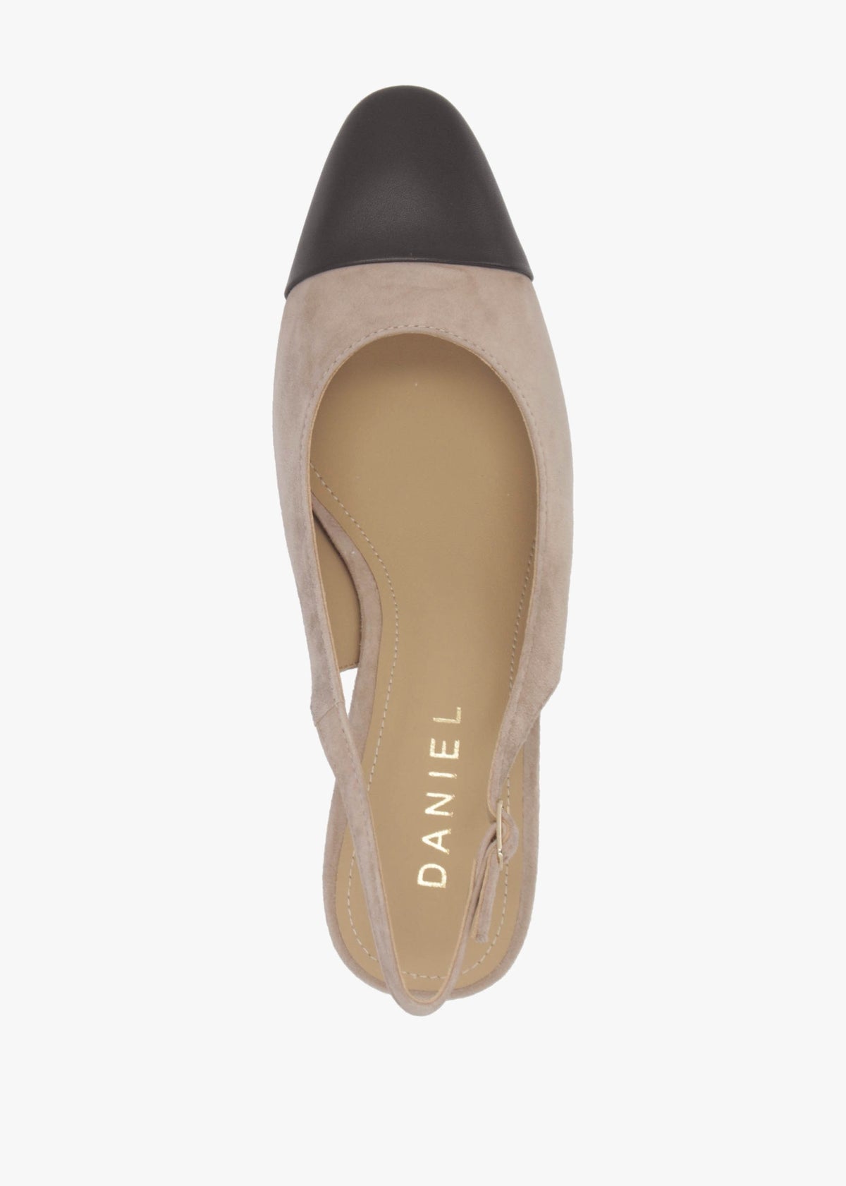 Sulia Beige Suede Toe Cap Sling Back Heeled Court Shoes