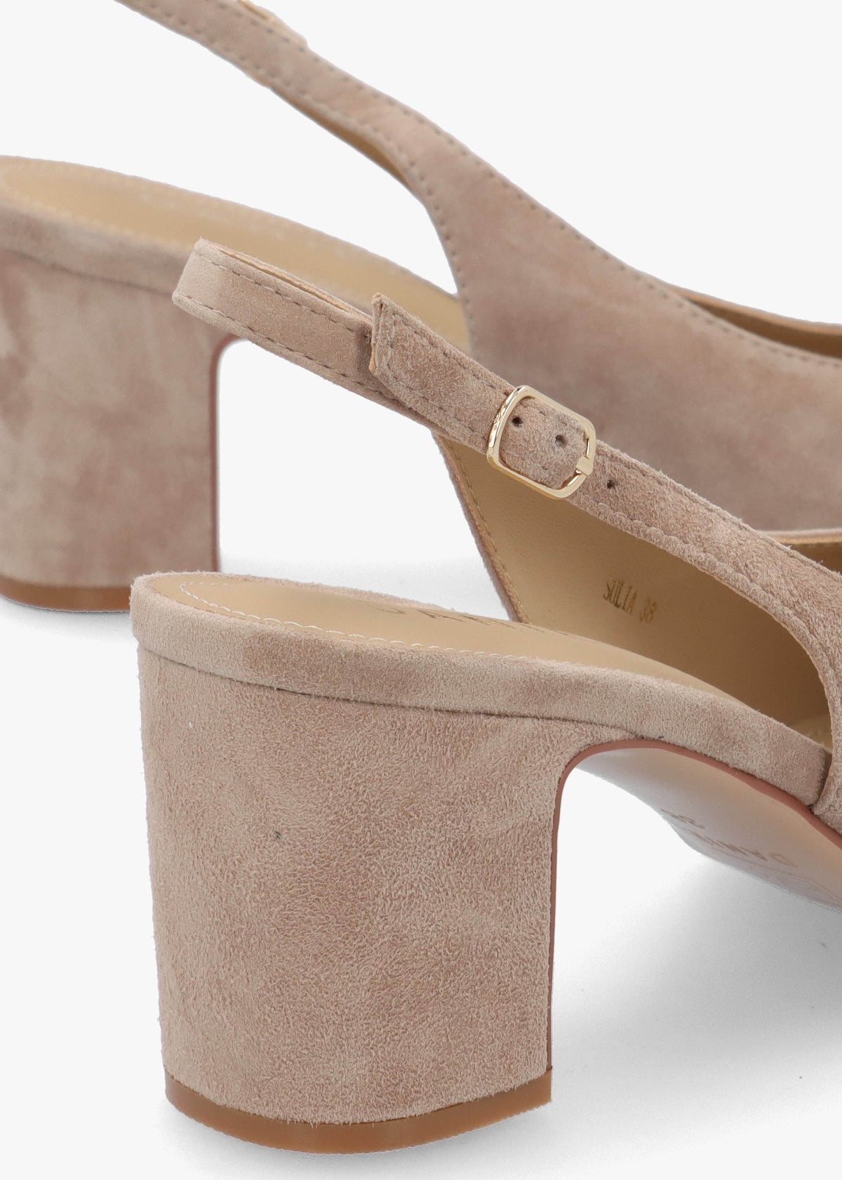 Sulia Beige Suede Toe Cap Sling Back Heeled Court Shoes