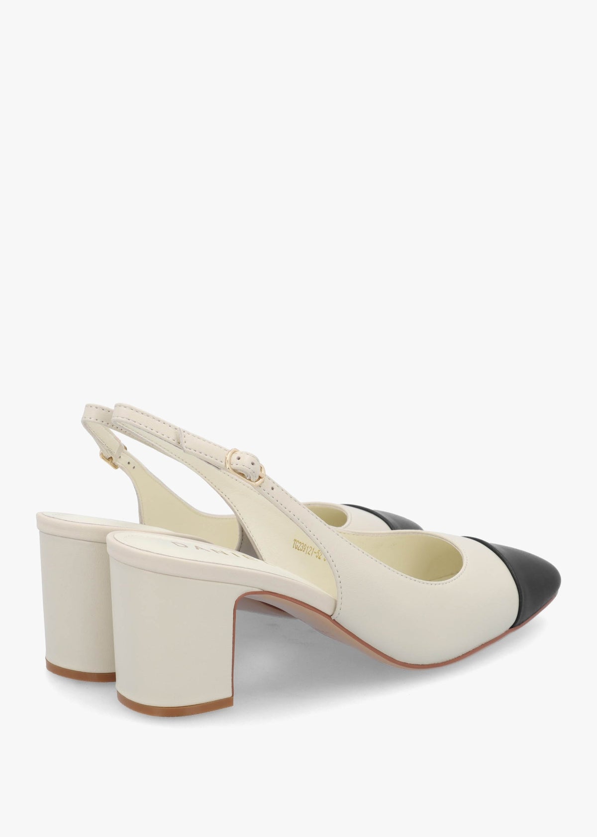 Sulia Cream Leather Toe Cap Sling Back Heeled Court Shoes