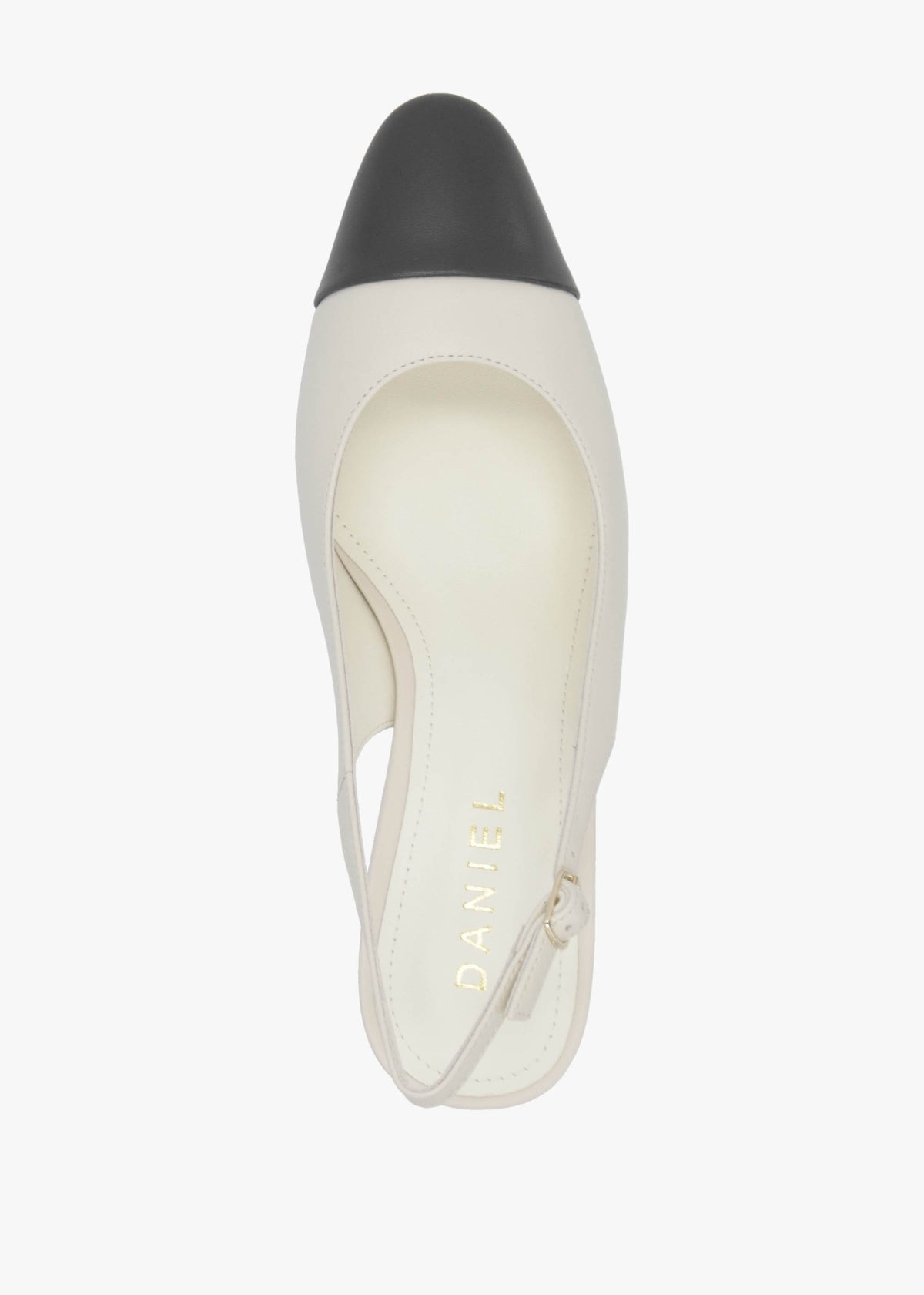 Sulia Cream Leather Toe Cap Sling Back Heeled Court Shoes