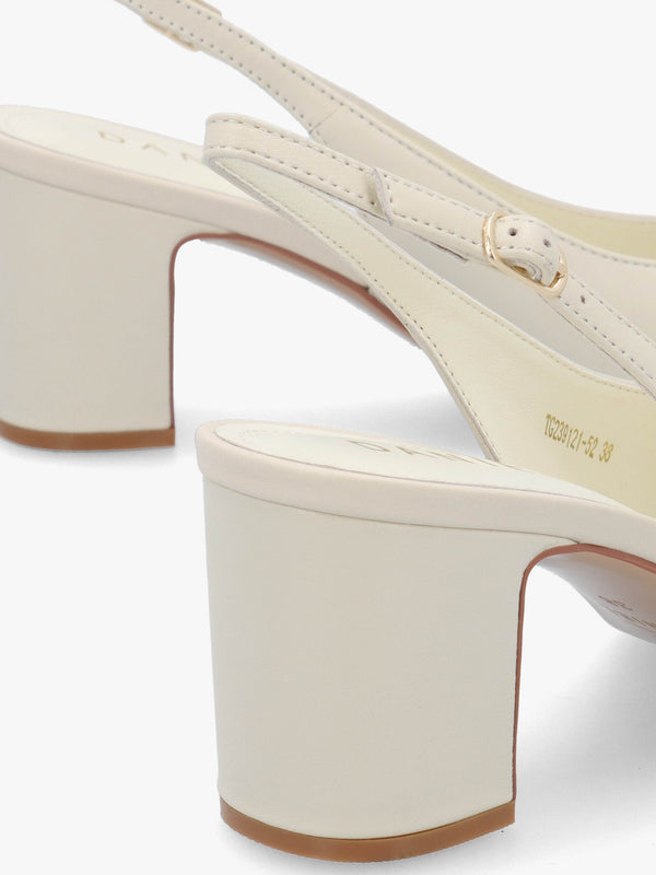 Sulia Cream Leather Toe Cap Sling Back Heeled Court Shoes