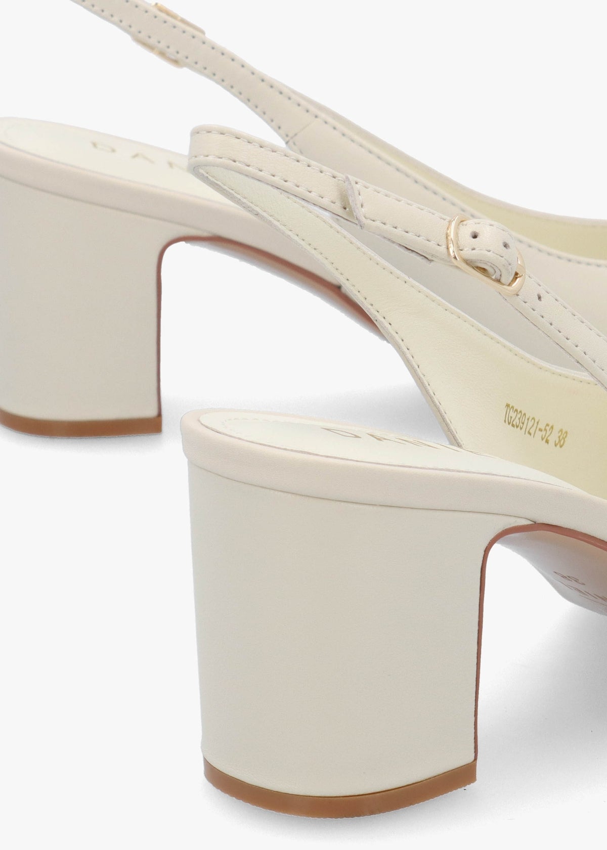Sulia Cream Leather Toe Cap Sling Back Heeled Court Shoes