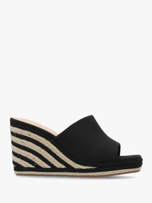 Yana Black Striped Wedge Espadrilles
