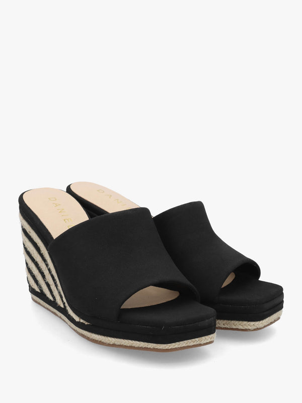 Yana Black Striped Wedge Espadrilles