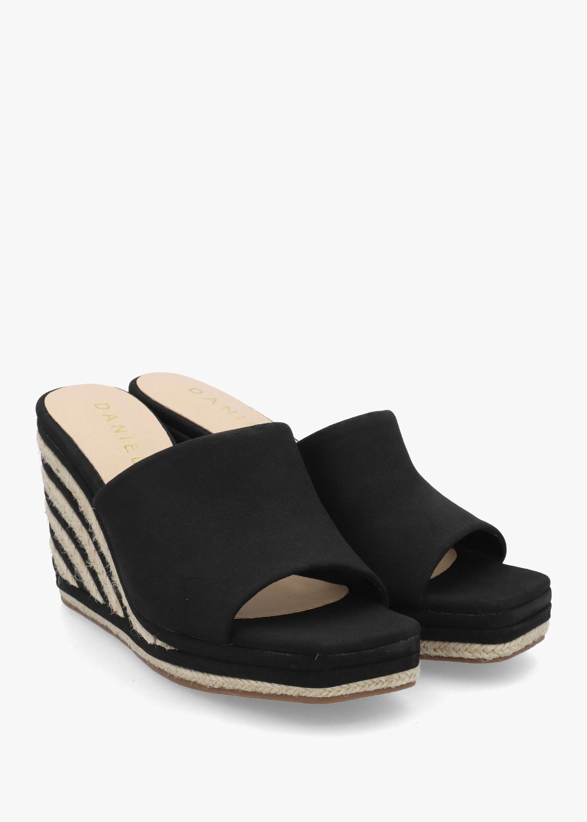 Yana Black Striped Wedge Espadrilles