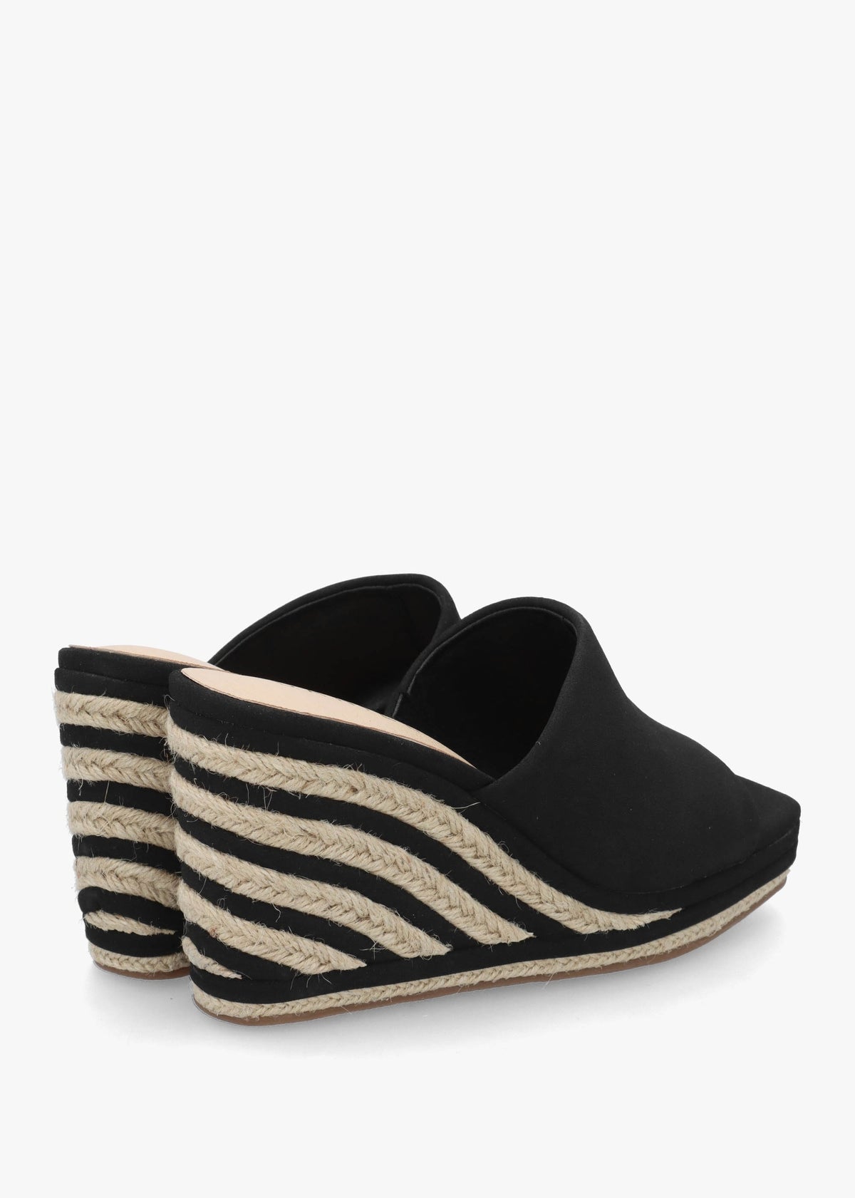 Yana Black Striped Wedge Espadrilles