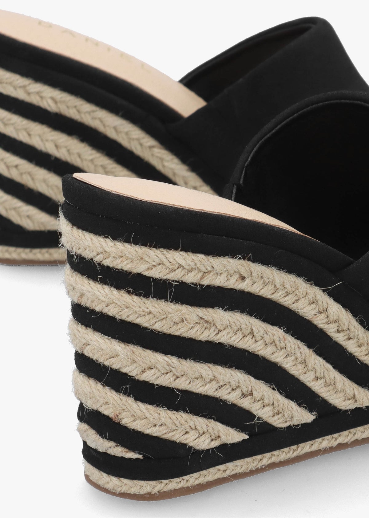 Yana Black Striped Wedge Espadrilles