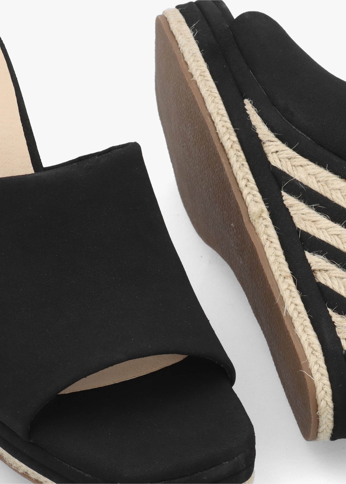 Yana Black Striped Wedge Espadrilles