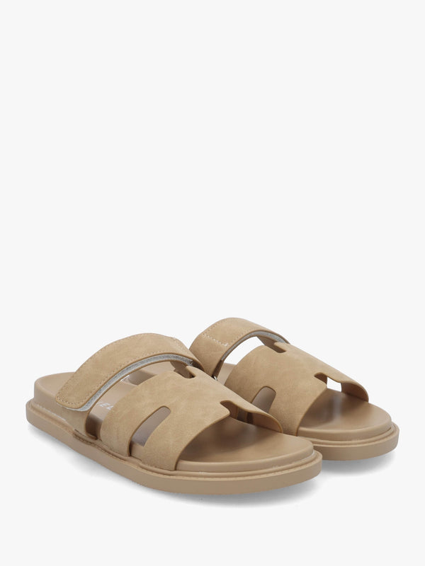 Yemmy Taupe H Bar Flat Mules