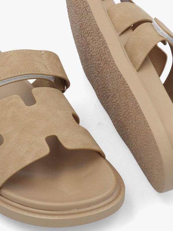 Yemmy Taupe H Bar Flat Mules