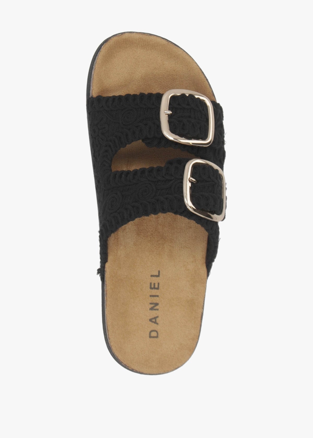 Yuri Black Crochet Double Buckle Mules