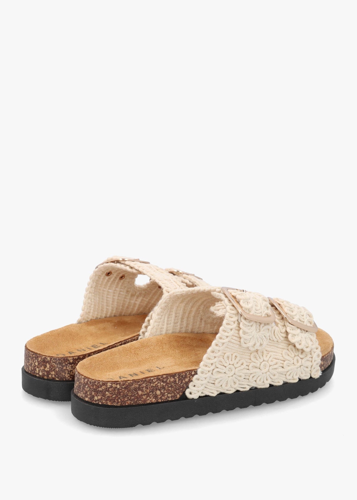 Yuri Cream Crochet Double Buckle Mules