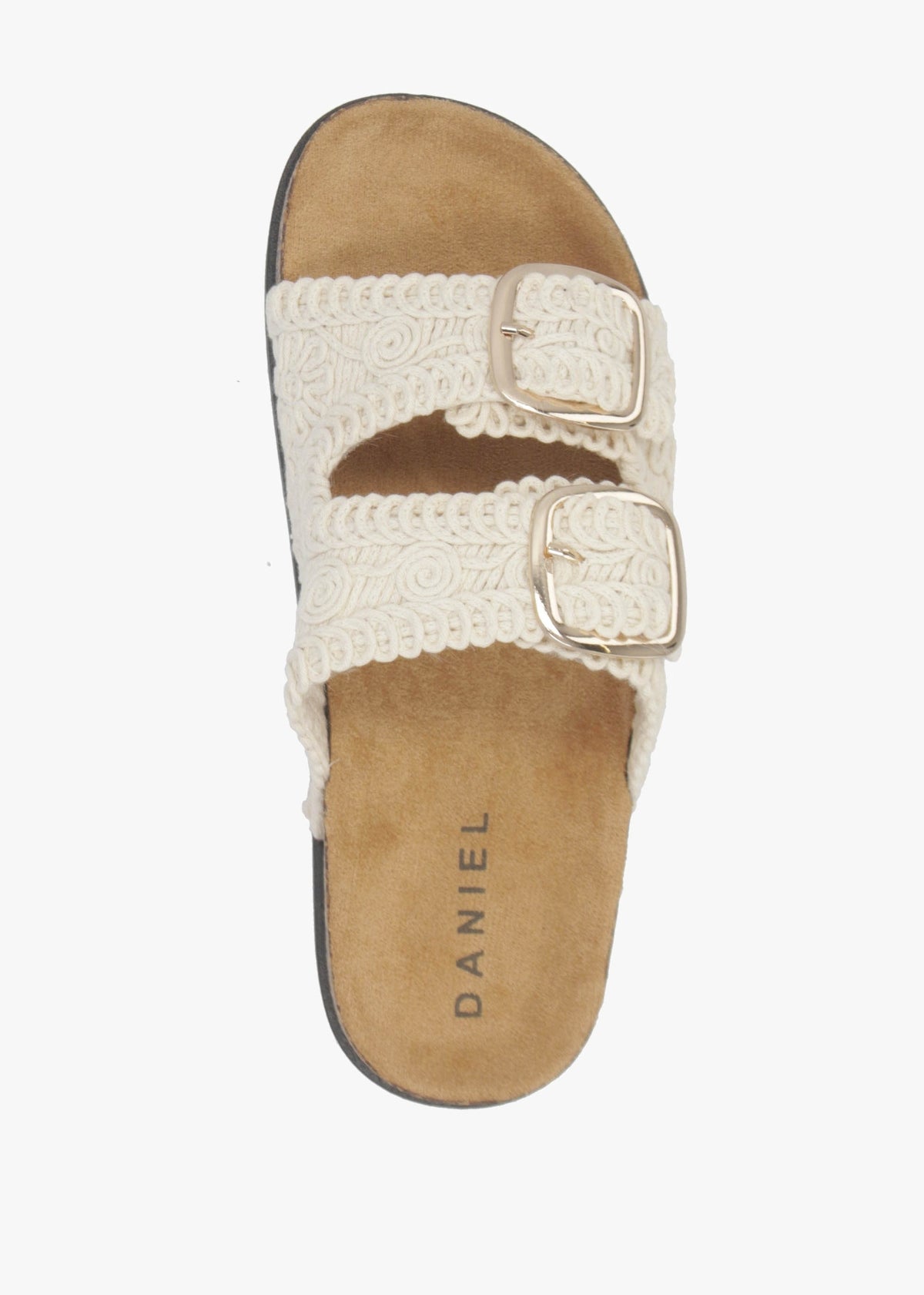 Yuri Cream Crochet Double Buckle Mules