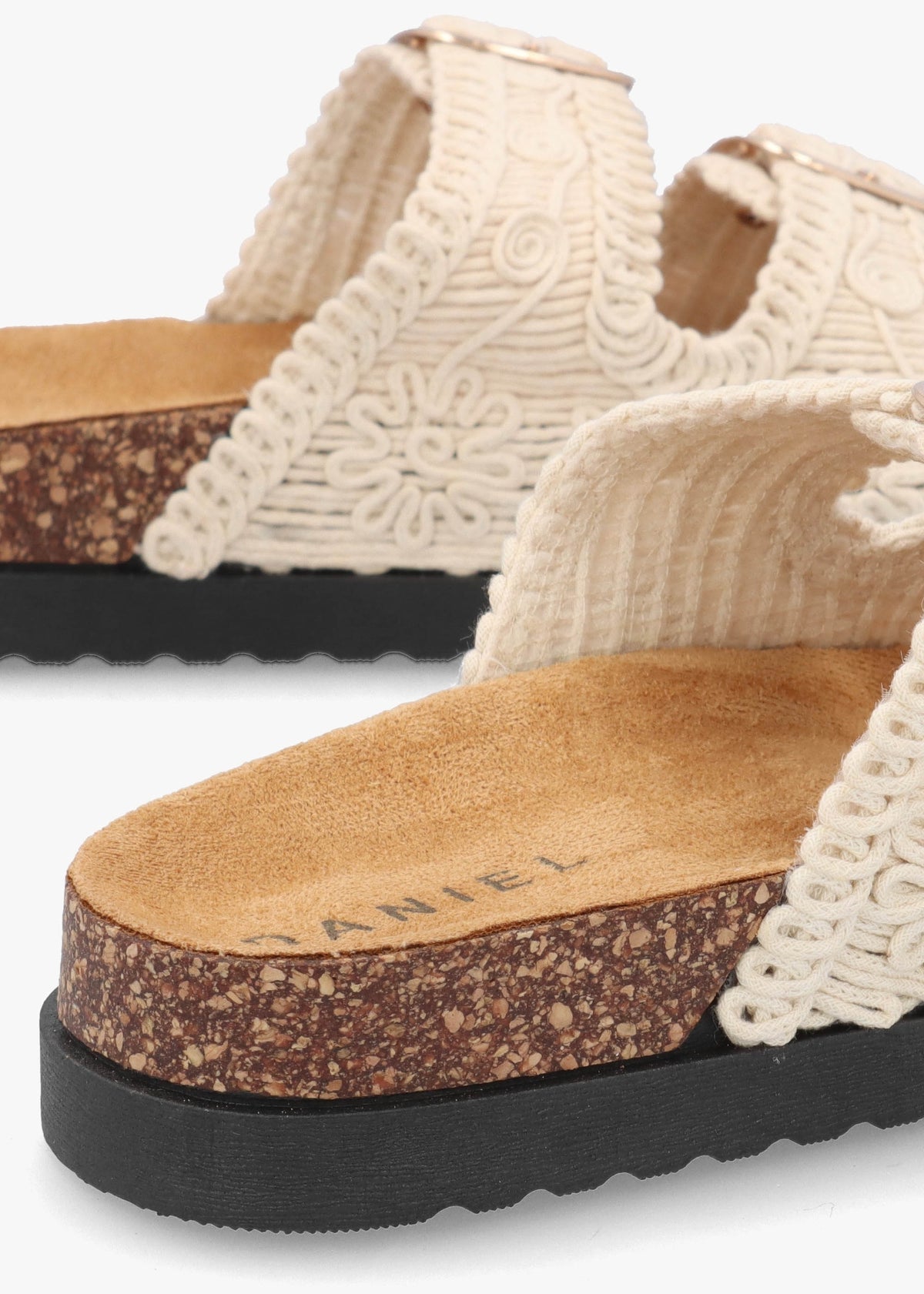 Yuri Cream Crochet Double Buckle Mules