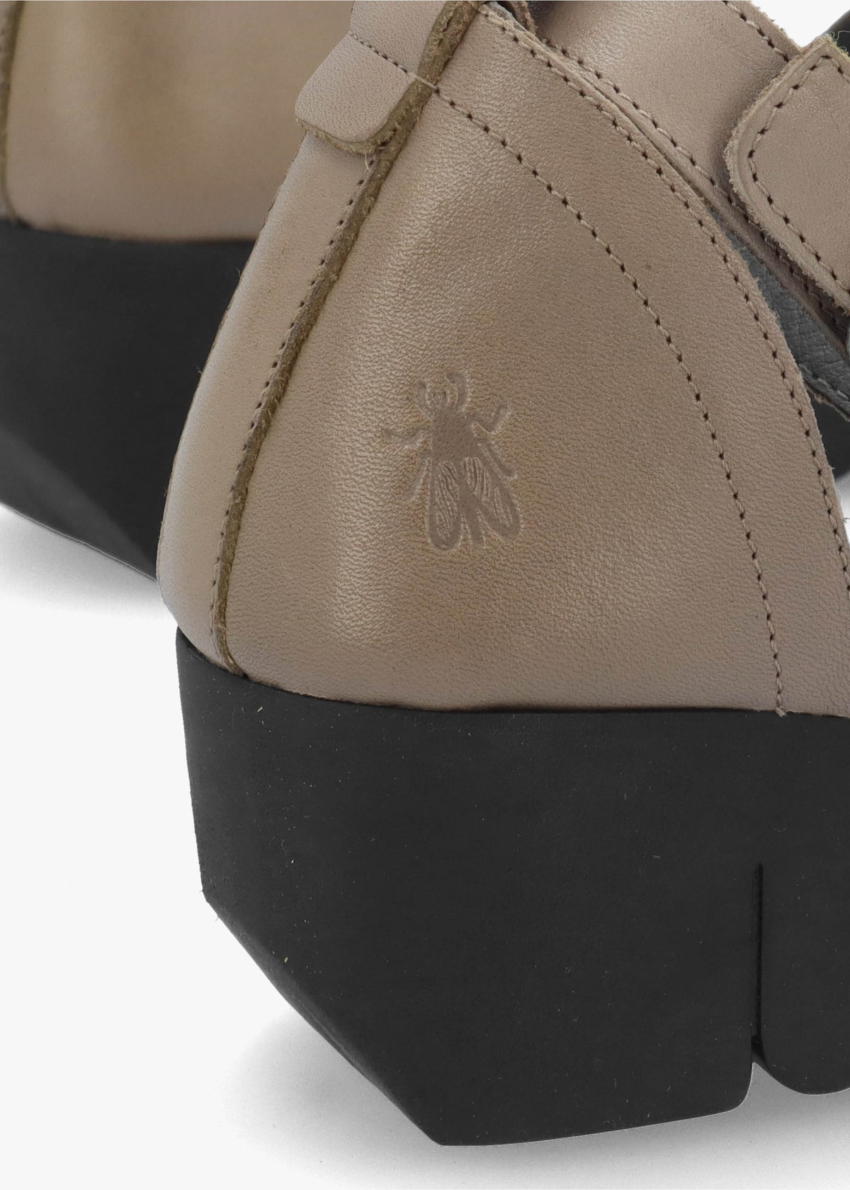 Voik Grey Taupe Leather Low Wedge Sandals
