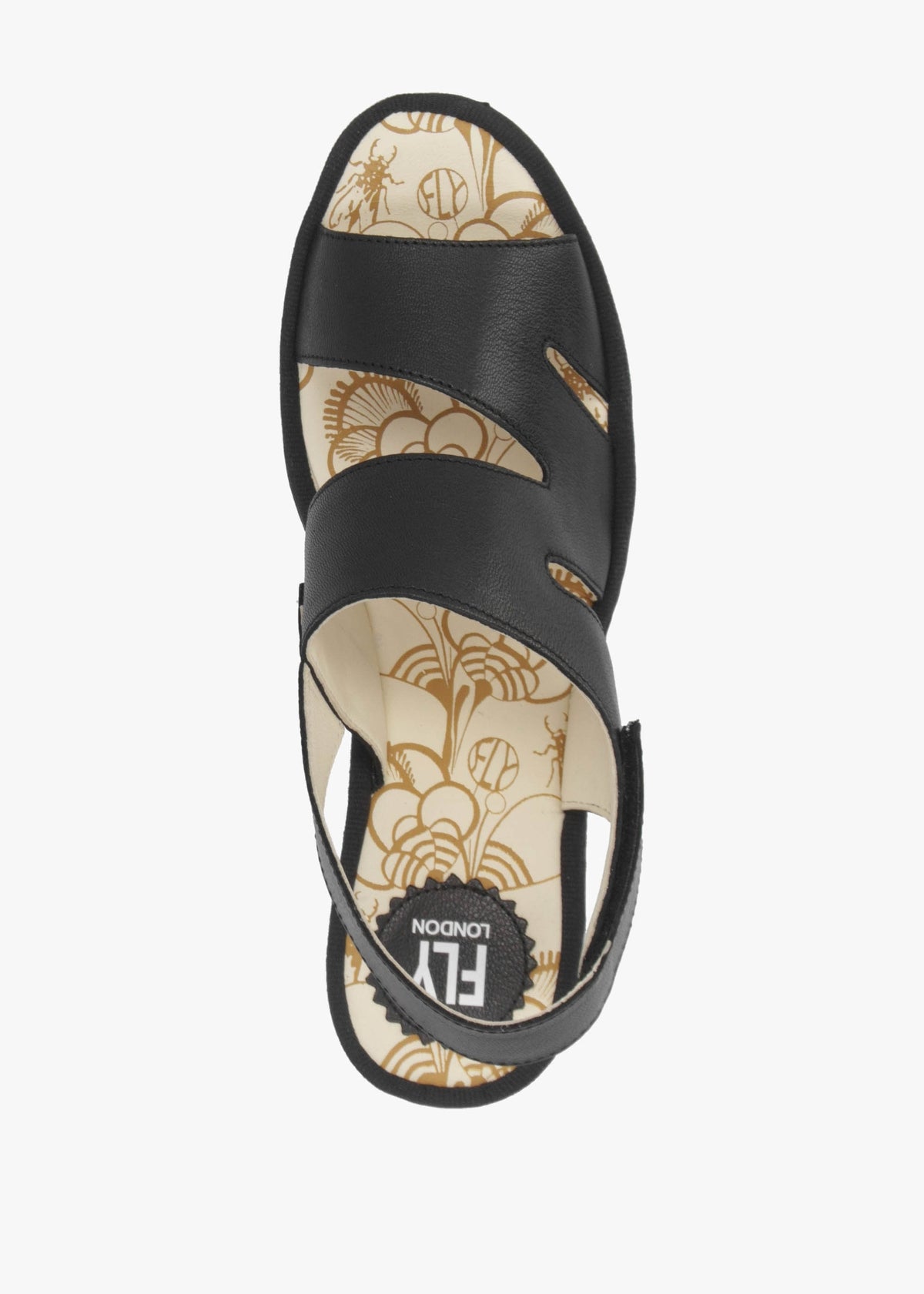 Yaad Black Leather Wedge Sandals
