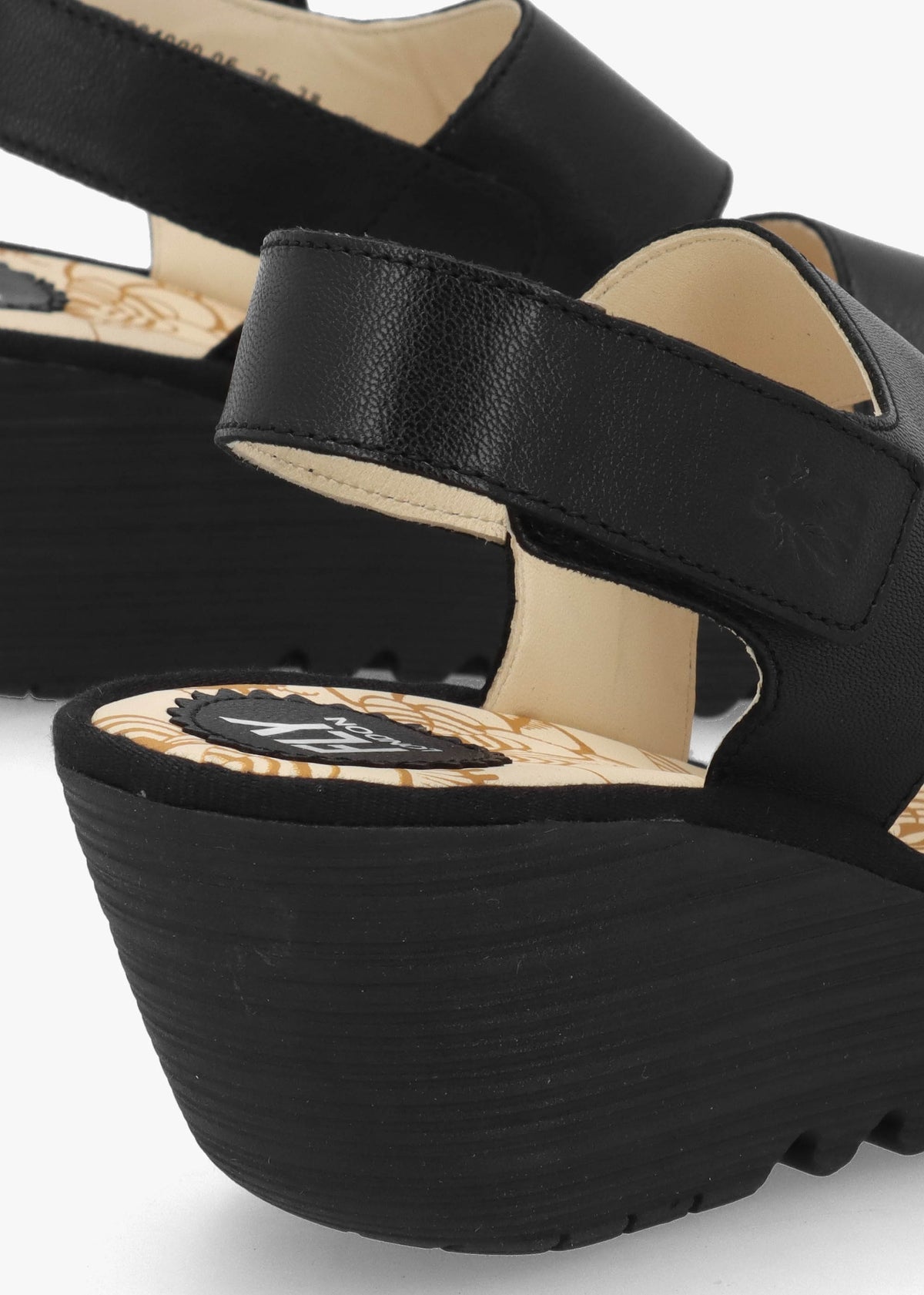 Yaad Black Leather Wedge Sandals