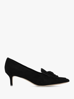 Adrienne Black Suede Kitten Heel Court Shoes
