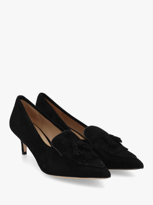 Adrienne Black Suede Kitten Heel Court Shoes