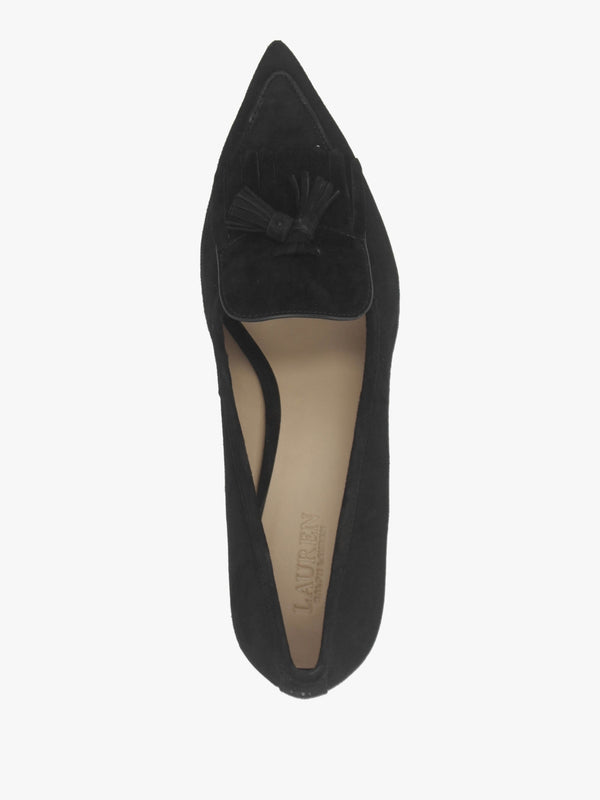 Adrienne Black Suede Kitten Heel Court Shoes