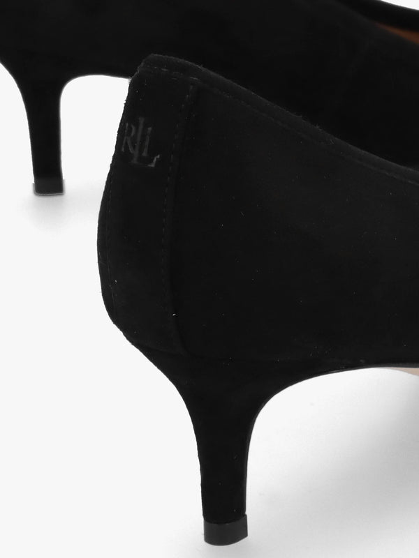 Adrienne Black Suede Kitten Heel Court Shoes