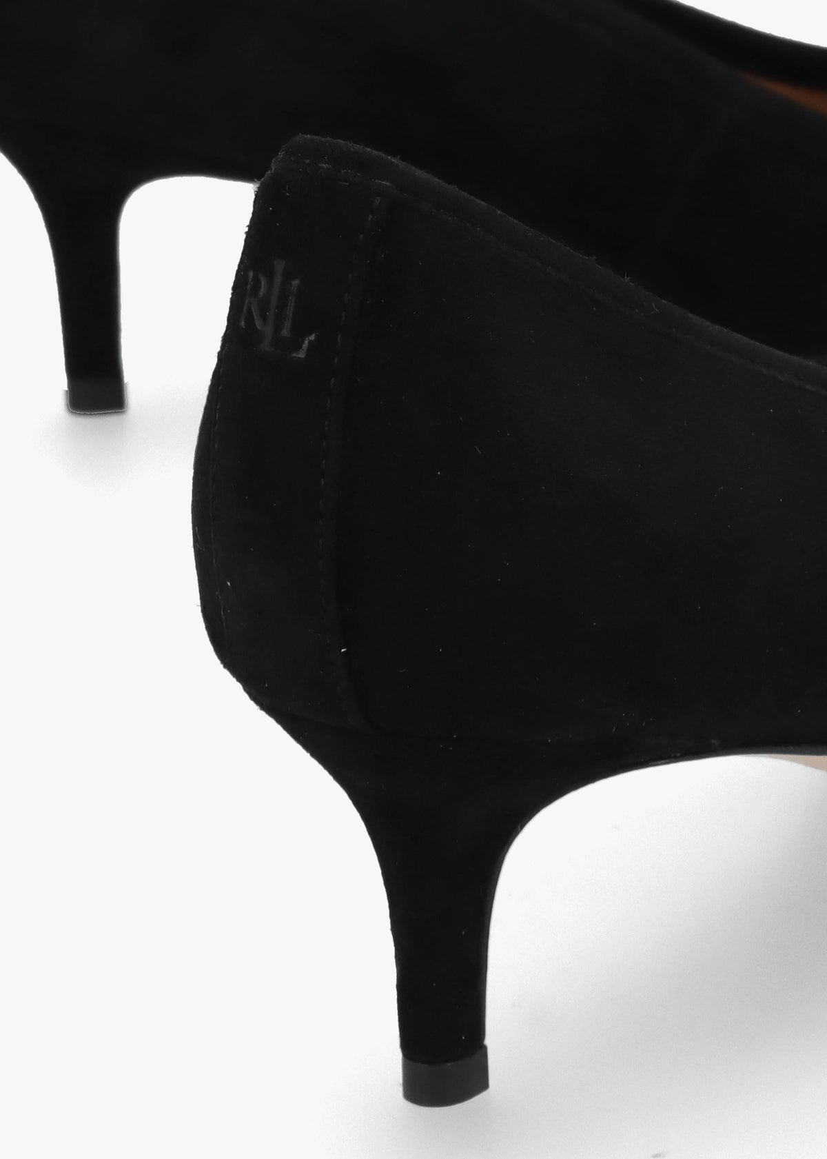 Adrienne Black Suede Kitten Heel Court Shoes