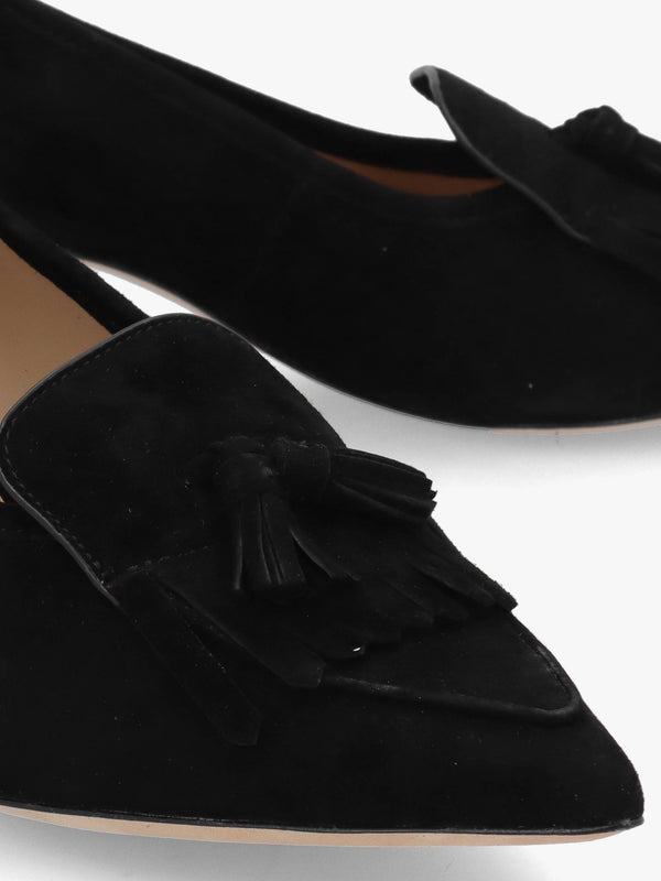 Adrienne Black Suede Kitten Heel Court Shoes