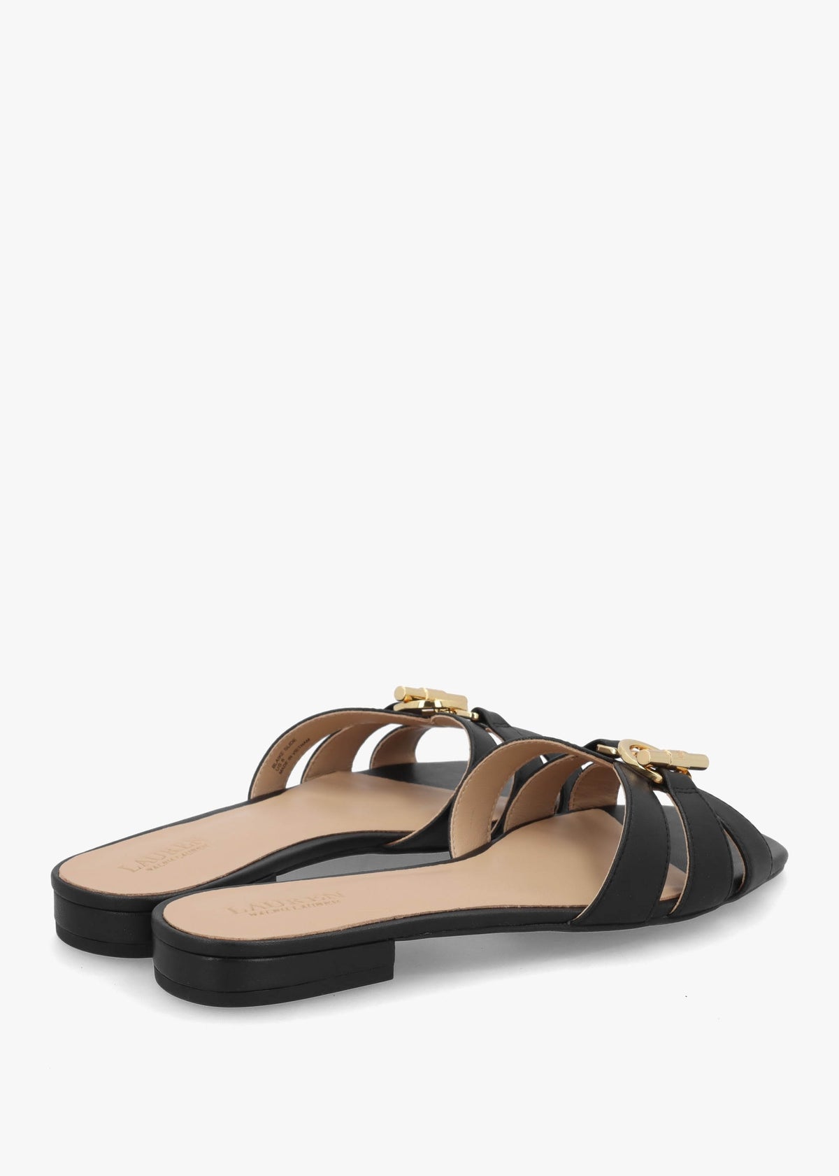 Blaike Black Leather Slide Sandals