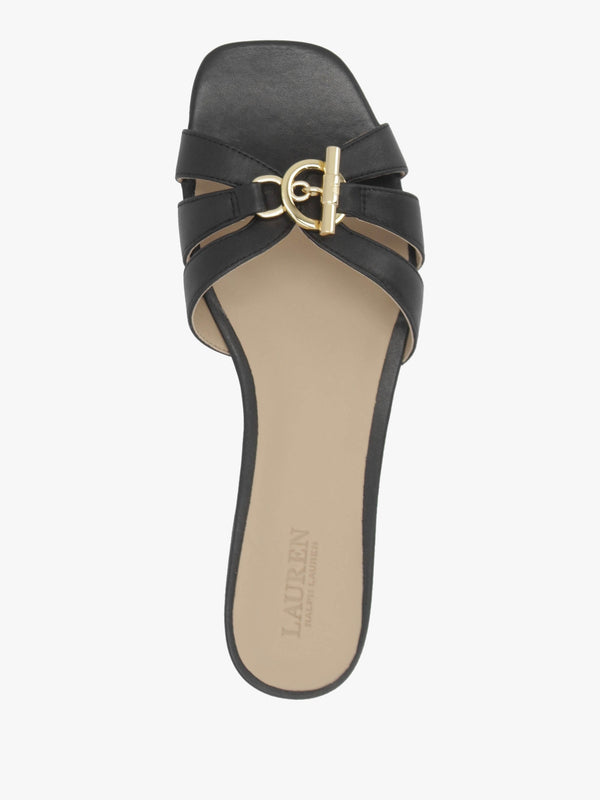 Blaike Black Leather Slide Sandals