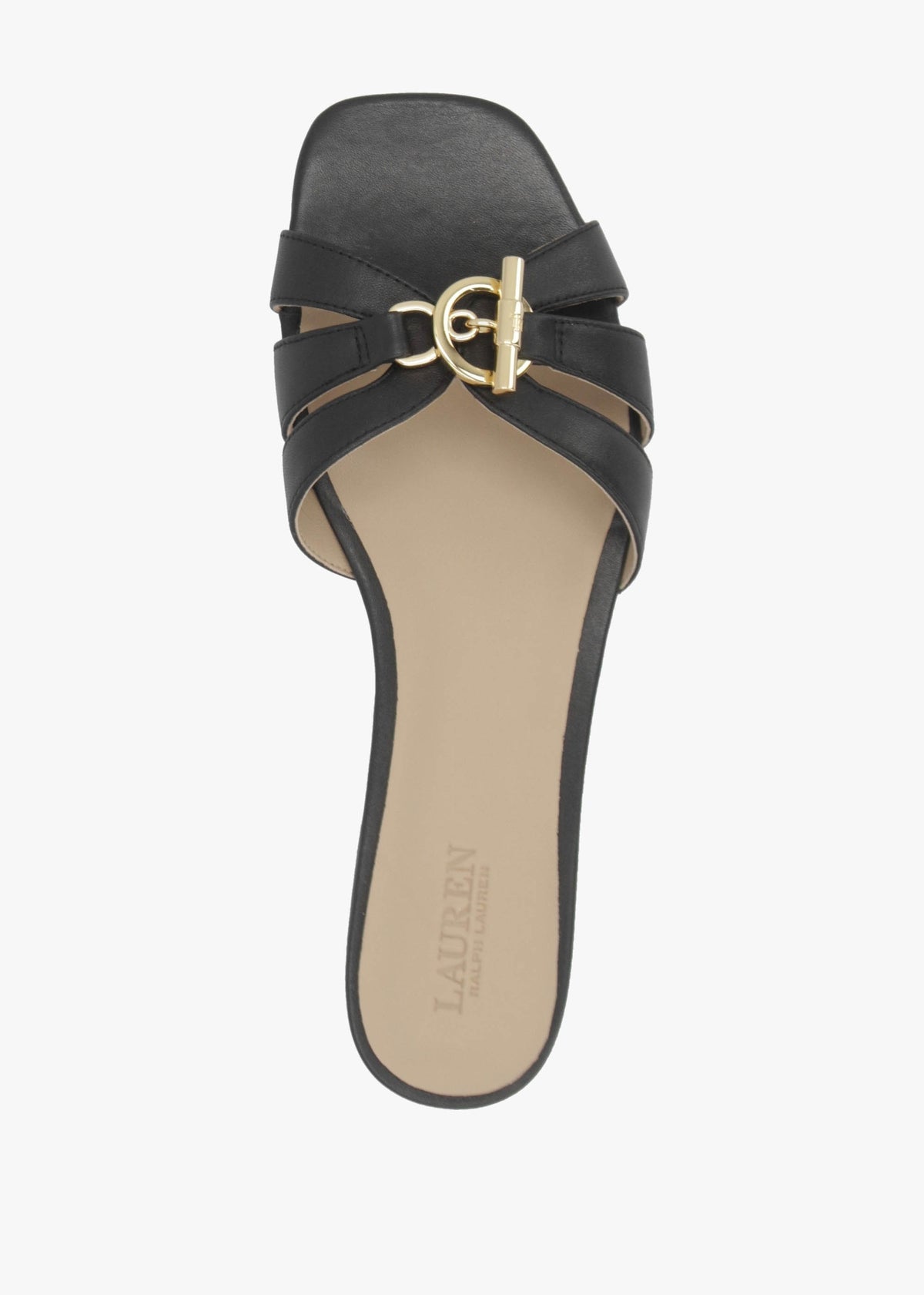 Blaike Black Leather Slide Sandals