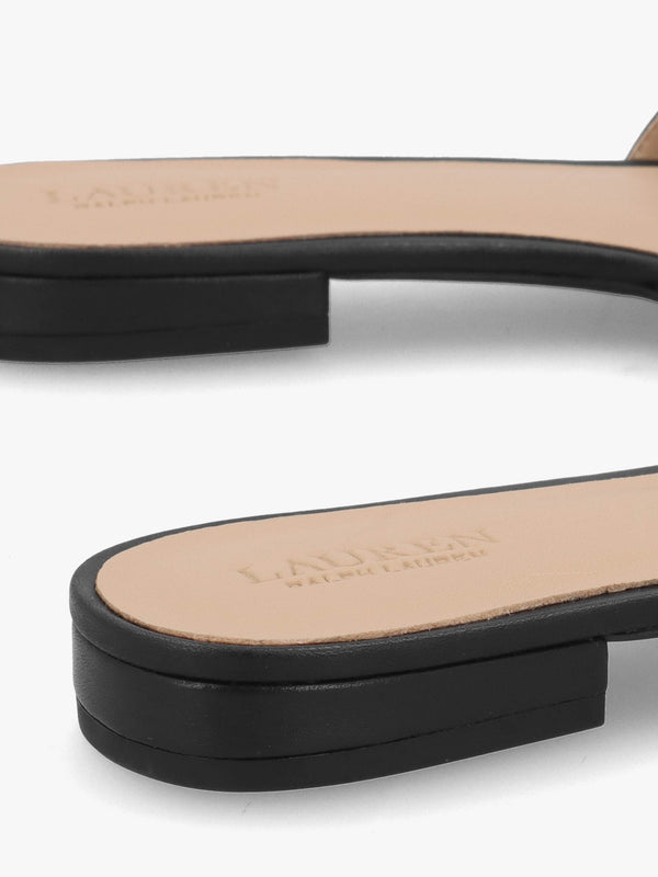 Blaike Black Leather Slide Sandals