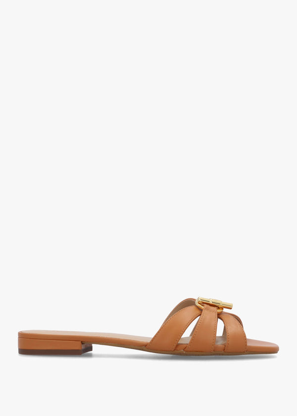 Blaike Caramel Leather Slide Sandals