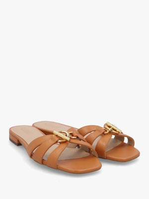 Blaike Caramel Leather Slide Sandals