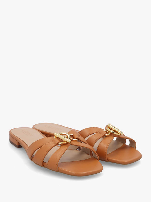 Blaike Caramel Leather Slide Sandals