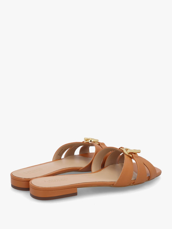 Blaike Caramel Leather Slide Sandals
