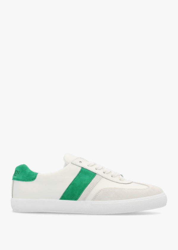 Braylee White Green Leather & Suede Trainers