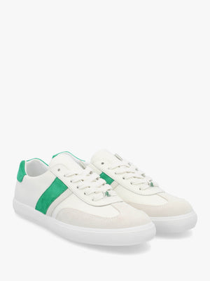 Braylee White Green Leather & Suede Trainers