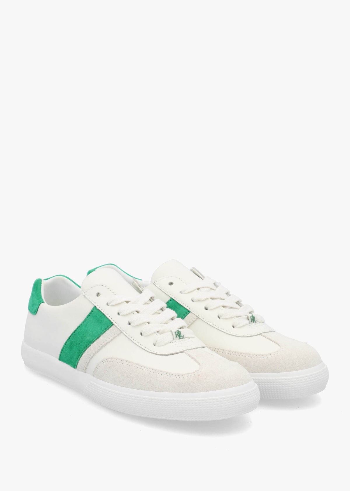 Braylee White Green Leather & Suede Trainers
