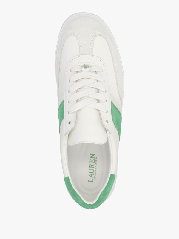 Braylee White Green Leather & Suede Trainers