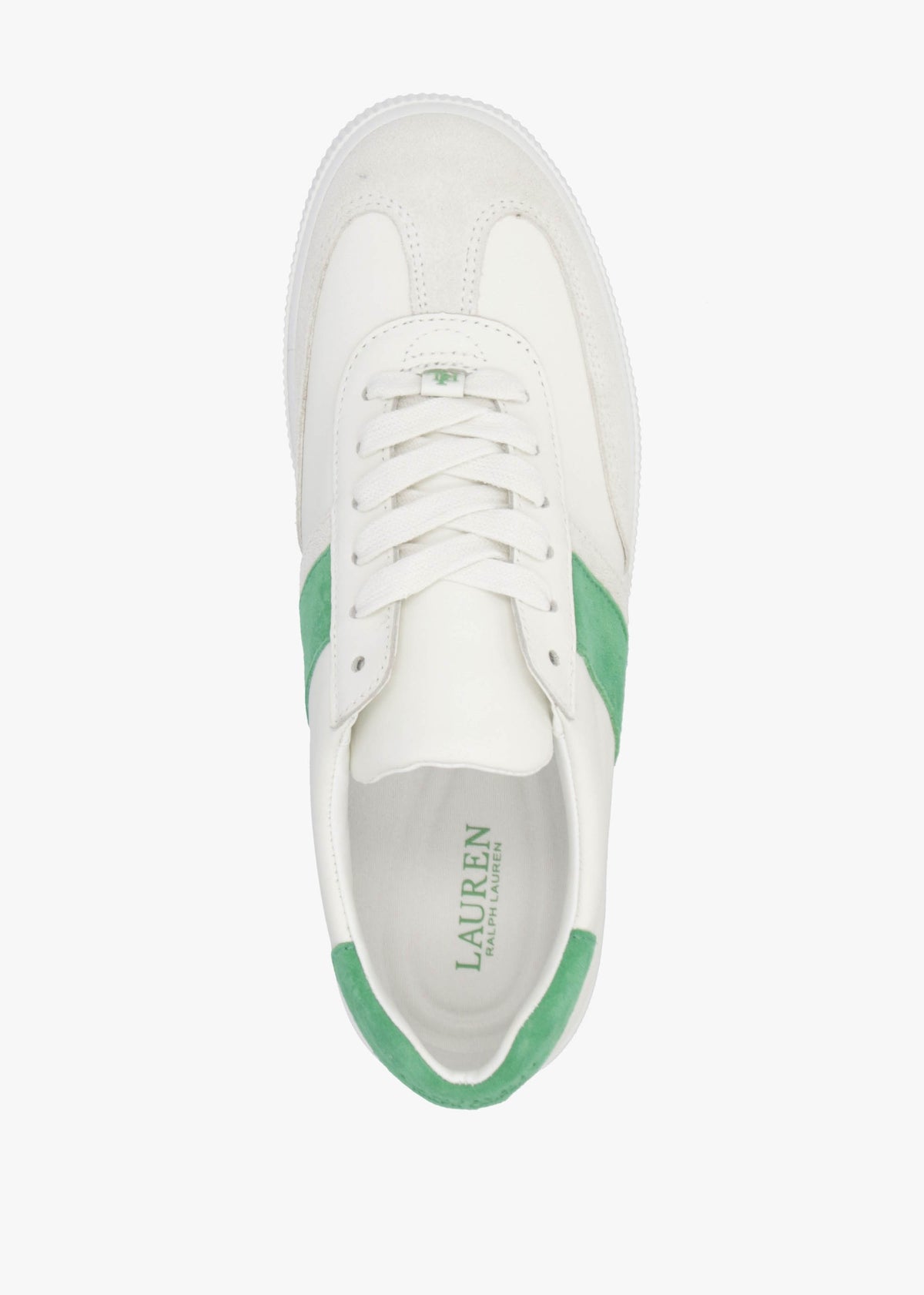 Braylee White Green Leather & Suede Trainers