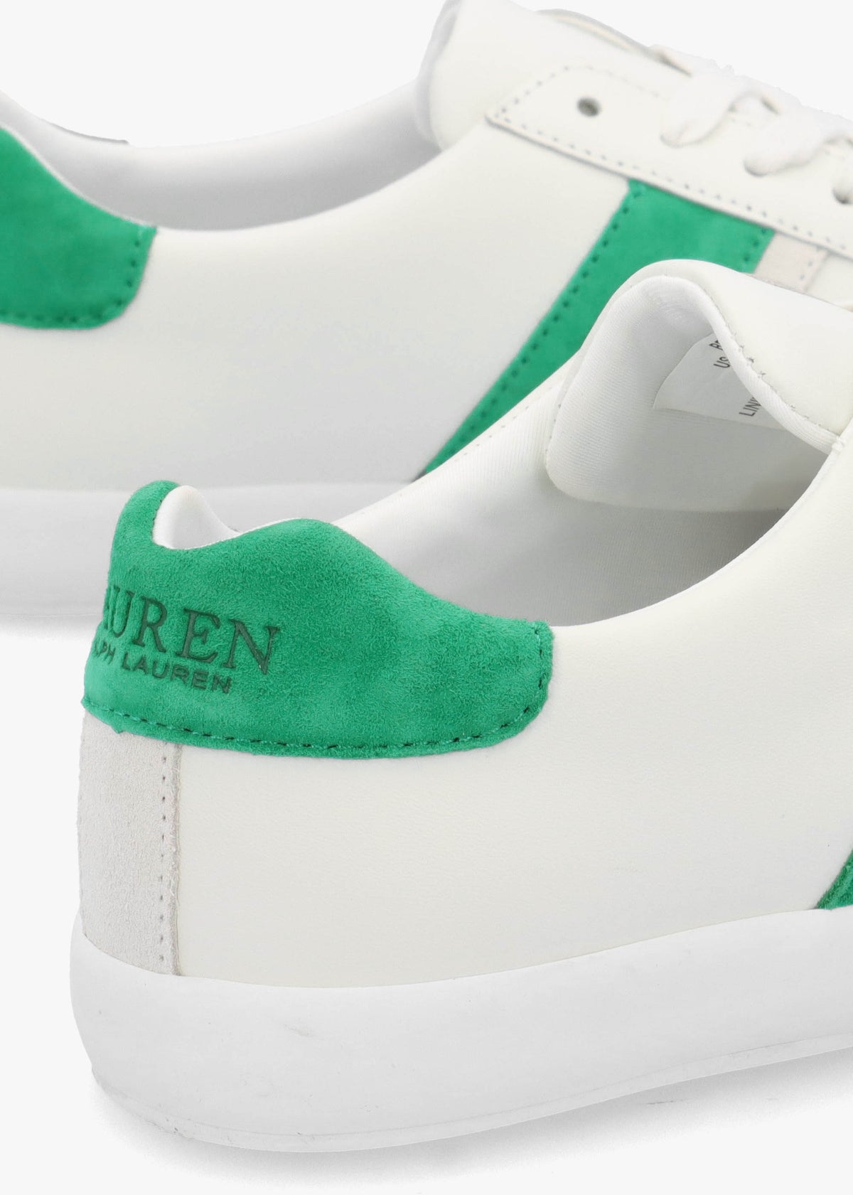 Braylee White Green Leather & Suede Trainers