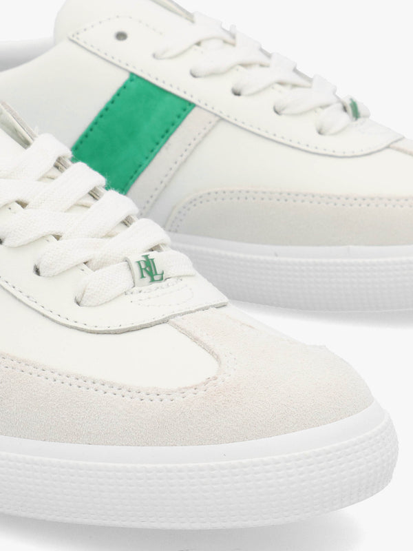 Braylee White Green Leather & Suede Trainers