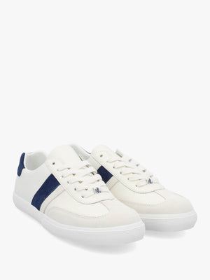 Braylee White Navy Leather & Suede Trainers