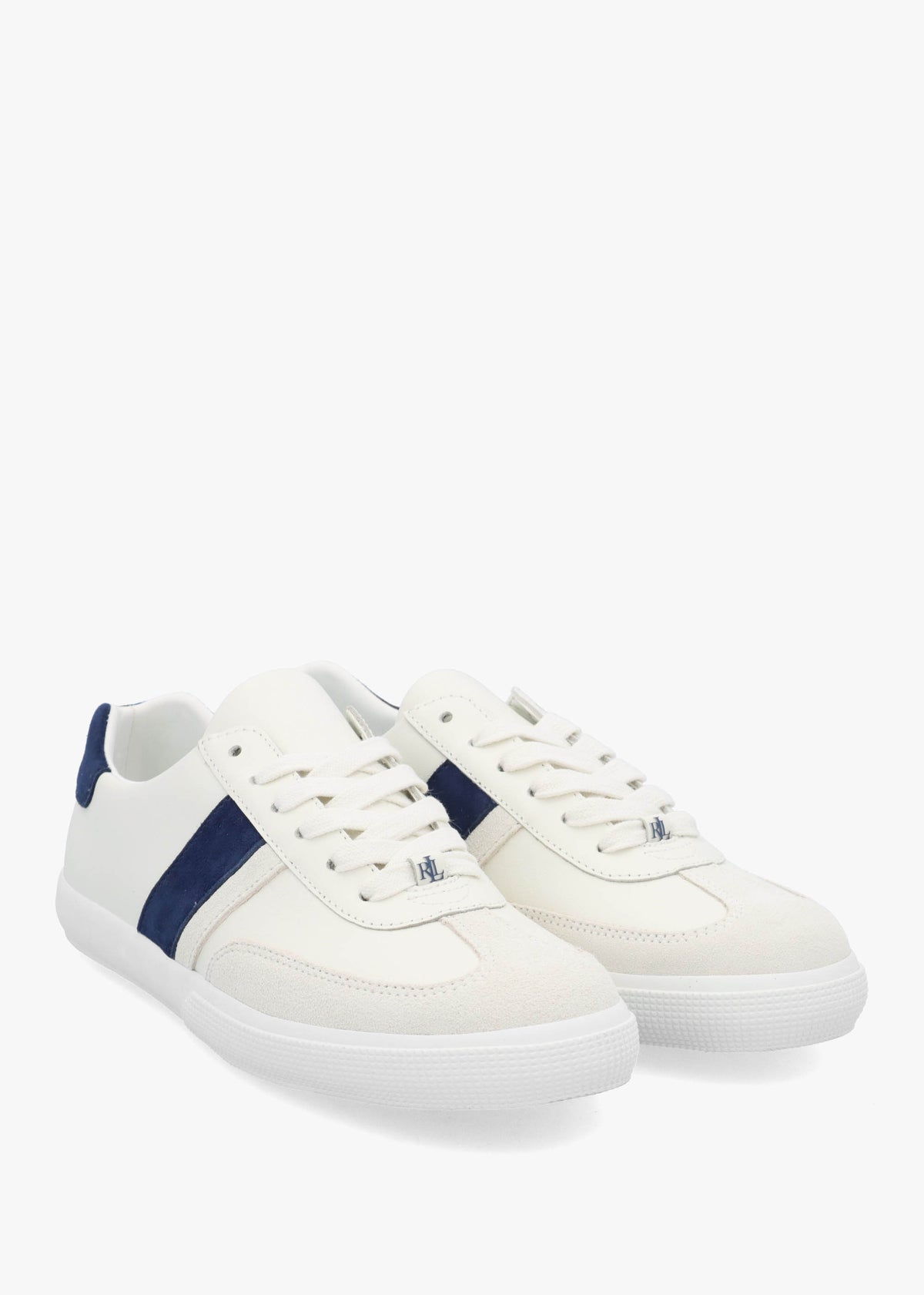Braylee White Navy Leather & Suede Trainers