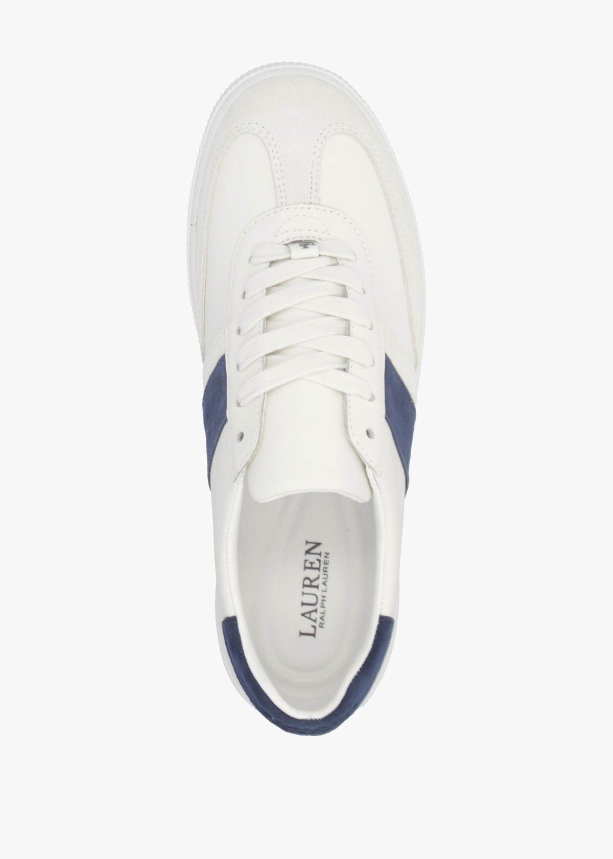 Braylee White Navy Leather & Suede Trainers