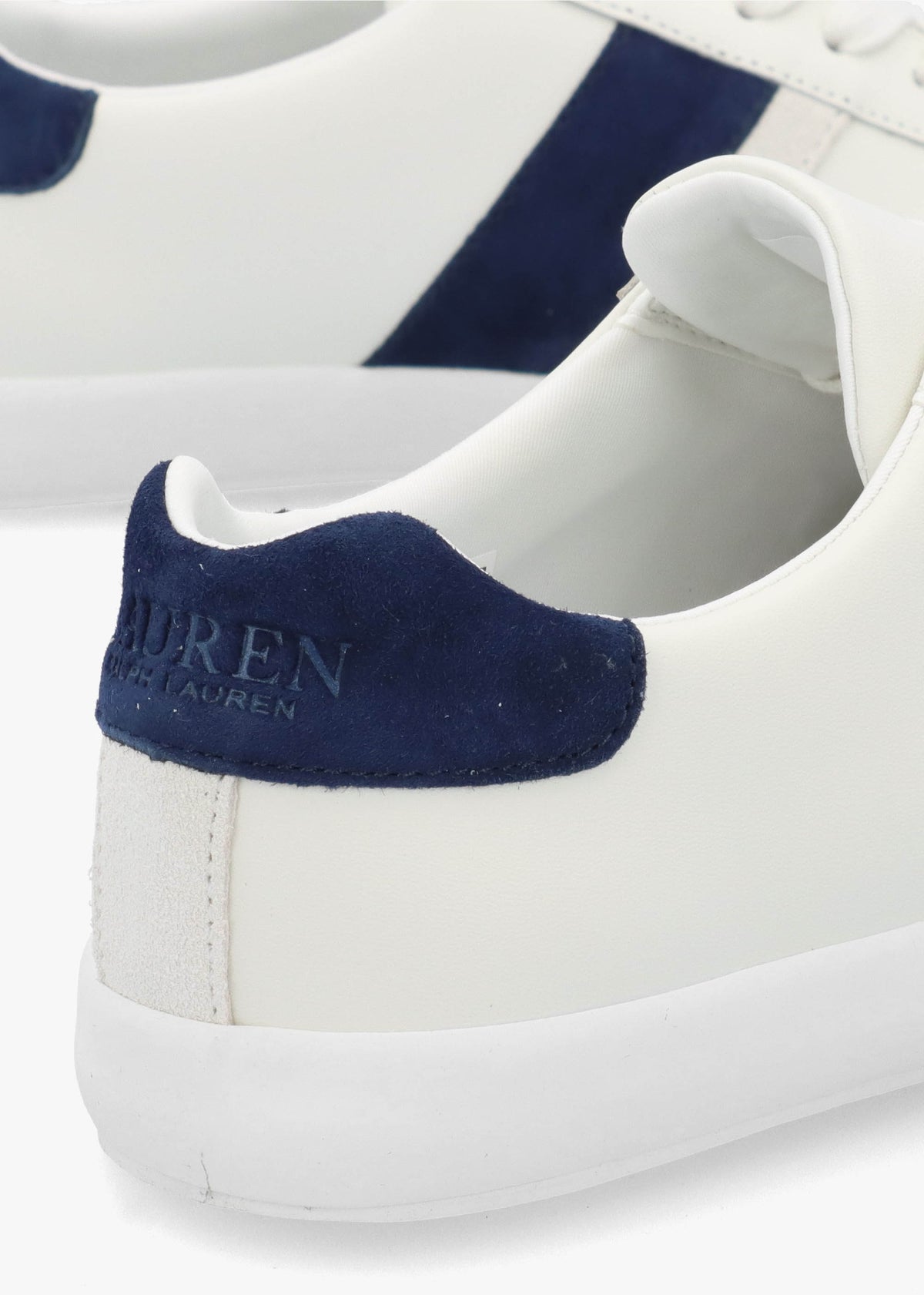 Braylee White Navy Leather & Suede Trainers