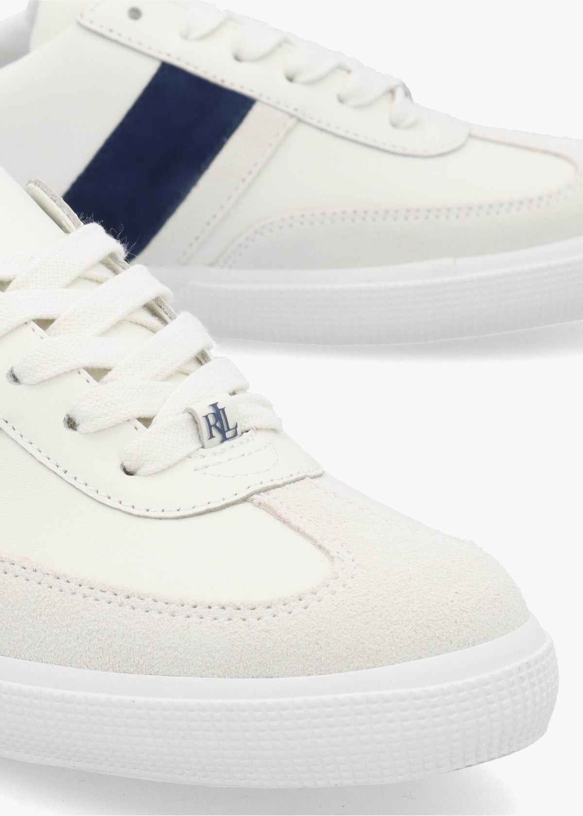 Braylee White Navy Leather & Suede Trainers